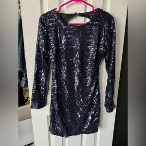 Black and Blue Sequin Mini Dress